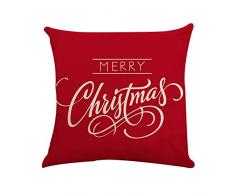 MMLsure® Platz Print Kissenbezug, Rot Leinen Weihnachten Elch Schneeflocke Drucken Sofa Kissen Kissenhülle mit Verdecktem Reißverschluss aus Kord,45x45cm (C)