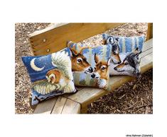 Vervaco Eulen auf der Jagd Kreuzstichkissen/Stickkissen vorgedruckt, Baumwolle, Mehrfarbig, 40 x 40 x 0.3 cm