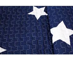 1001 Wohntraum 13D61blue-2 Quilt Sophie Sterne Stars Plaid Tagesdecke Decke, 180 x 220 cm, blau / marine