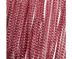 Haus und Deko Fadenvorhang Fadengardine mit Lurex veredelt Metallic Effekt Gardine Vorhang weinrot 140x250 cm