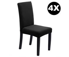 Zuzer Beschützer Stuhlhussen, 4pcs Stuhlhussen Stuhlbezug Stuhlüberzug Stretchhussen Stuhlüberwurf Schwarz Spandex-Stoff Stuhlabdeckung