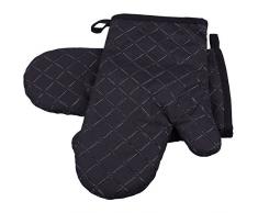 ZEWOO 1 Paar Ofenhandschuhe Baumwolle Anti-Rutsch Küche Backofen Handschuhe Hitzebeständig Topfhandschuhe Topflappen Für Kochen Backen Barbecue, Schwarz