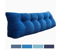 RüCkenkissen, Bett-RüCkenstüTze Keilform, RüCkenstüTzkissen FüR Bett & Sofa,Sofa Lesekissen RüCkenstüTze RüCkenlehne FüR Lounge Oder Palettenkissen,Waschbar,Blue-B-80x20x50cm