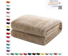 Mixibaby Kuscheldecke Flauschige extra weich & warm Wohndecke Flanell Fleecedecke, Falten beständig/Anti-verfärben als Sofadecke oder Bettüberwurf, Maße Decke Sarah:150 cm x 200 cm, Farbe:Beige