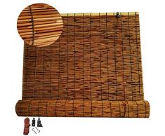 Bambusrollo Raffrollo,Natural Reed Curtain Rollo,Handgewebter Retro-Strohvorhang,Anti-UV/Sonnenschutz,Karbonisierungsjalousie, mit Lifter,für Außen/Innenbereich(80x100/32X39in)