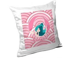 Kissen mit Namen Annelie und schönem Motiv mit Meerjungfrau für Mädchen | Namenskissen personalisiert | Kuschelkissen | Schmusekissen