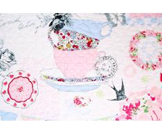 1001 Wohntraum 14J01 Quilt Thea 200 x 230 cm Schwalben Postkarten Vintage Plaid Tagesdecke Patchwork Shabby Decke