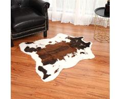Homeure Teppich aus Rindsleder, Kuhfell-Teppich Rutschfester Kunstfell Teppich,Faux Rindsleder Drucken Mat Bedruckter Teppich für Wohnzimmer Schlafzimmer Büro Stuhl Sofa Lederteppich,100 * 94CM