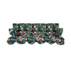 PATIO Auflagen Set Minorca für Hollywoodschaukel Polsterauflage Sitzkissen Rückenkissen Seitenkissen Gesteppt G029-07PB 184 cm (Polyester-Baumwolle, Pflanzenmuster)