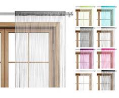 wometo Fadenvorhang Türvorhang 90x245 Stangendurchzug Schlaufe - grau waschbar