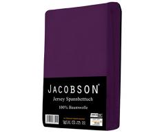 Jacobson Jersey Spannbettlaken Spannbetttuch Baumwolle Bettlaken (TOPPER 180-200x200 cm, Royal Lila)