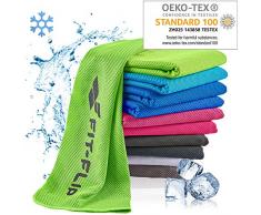 Fit-Flip Kühlendes Handtuch 100x30cm, Mikrofaser Sporthandtuch kühlend, Kühltuch, Cooling Towel, Mikrofaser Handtuch – Farbe: neon grün, Größe: 100x30cm