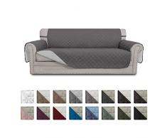 Greatime Sofaschoner, Sofa Schutz Abdeckung, Schonbezug, Sofaüberwurf, Sofabezug, Rutschfes，Reversible Gesteppte, Pet, Haustier Abdeckung, Kinder, Katzen, Hunde（3-Sitzer，Grau/Hellgrau）