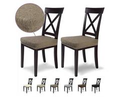 SCHEFFLER-Home Stretch Stuhlbezug Jara | 2er Set elastische Stuhlauflagen in feinem Raff-Look | Sitzbezug Esszimmerstuhl | Elegante Auflage für Stühle | Stuhlhussen Stretch mit Gummiband