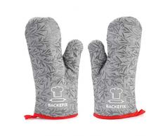 Backefix Ofenhandschuh hitzebeständige Backofenhandschuhe - Topfhandschuhe aus Baumwolle und Silikon Überzug (grau)