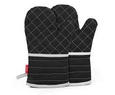 esonmus Ofenhandschuh Topfhandschuhe Hitzebeständig Lang Ofenhandschuhe Set Leinwand rutschfest Verdickte Topfhandschuhe Schwarz 1 Paar