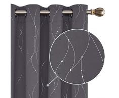 Deconovo Verdunkelungsgardinen Ösen Thermovorhänge Blickdicht Gardinen 240x140 cm Dunkelgrau 2er Set