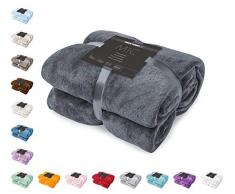 DecoKing Kuscheldecke 160x210 cm grau Decke Microfaser Tagesdecke Fleece weich sanft kuschelig anthrazit Graphit Grey dimgray Charcoal Mic