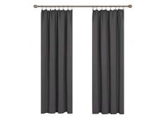 Deconovo Vorhänge Blickdicht Gardinen mit Kräuselband Vorhang Verdunkelung 175x140 cm Dunkelgrau 2er Set