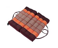 Faltbares Sitzkissen 40x40 Klappkissen Auflage und Meditationskissen Thaikissen für Unterwegs Yogakissen Kissenblock braun & orange