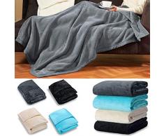 Deuba Premium Kuscheldecke Dunkelgrau 240x220cm I Größen- & Farbauswahl I Flauschig Warm & Weich I Tagesdecke Wohndecke