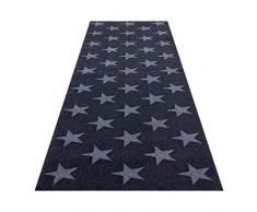 HOMEFACTO:RI Küchenläufer Küchenteppich Teppichläufer Brücke Sterne Stars | waschbar, Größe:ca. 60 x 180 cm, Designs:Sterne | schwarz grau