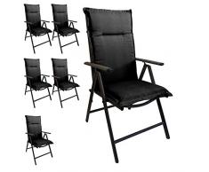 Multistore 2002 6er Set Elegante Gartenstuhlauflage Stuhlauflage Polsterauflage Hochlehner Grau 120x45cm - 5cm dick Sitzauflage Sitzpolsterauflage Sitzkissenpolster