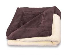 CelinaTex Toronto Kuscheldecke XXL 220 x 240 cm dunkel braun und beige Mikrofaser Wohndecke Fleece Tagesdecke