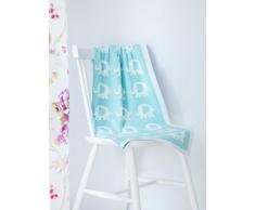EMI&SAM STRICKDECKE Kuscheldecke Schlaf Schmusedecke Kinder Baby Decke (80x90cm) Motiv (Elefant 5 - Türkis/Weiß)