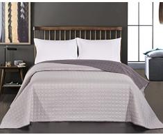 DecoKing 74565 Tagesdecke 170 x 210 cm stahl grau anthrazit silber Bettüberwurf Kreisen zweiseitig pflegeleicht Salice