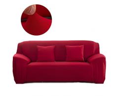 Cornasee Elastischer Sofabezug 3 Sitzer, Sofa-Überwürfe Sofahusse Couchhusse Spannbezug für Sofa mit Armlehne,Rot