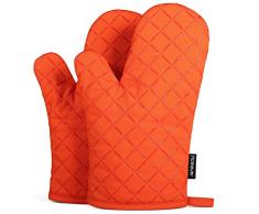 Homever Ofenhandschuhe,Hitzebeständige Handschuhe bis zu 260℃,Silikon Anti-Rutsch Grillhandschuhe, Geeignet für Kochen, Backen, Grillen,Topfhandschuhe,Orange,1 Paar