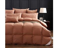 Rouzuofuzhuangdian Daunen Bettdecke,Winter Premium Gänsedaunendecke Gesteppte Steppdecke King Queen Twin Full Size Bettdecke weiße Baumwollbettwäsche Füller-MZ-YRB-kafeise_220x240cm 3000g