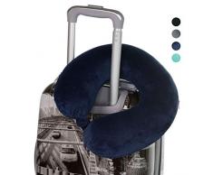 Premium Nackenkissen | Nackenhörnchen | Nackenstütze | Memory-Schaum-Füllung | waschbar -Abnehmbarer Bezug | Dunkelblau