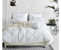 Boqingzhu 2 TLG. Microfaser Bettwäsche Check Kariert Karo Schwarz und Weiß, 135×200 cm+80×80 cm