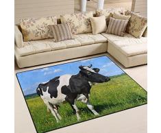 Use7 Teppich, Kuh auf Sommerwiese, Blau, Textil, Mehrfarbig, 160cm x 122cm(5.3 x 4 feet)