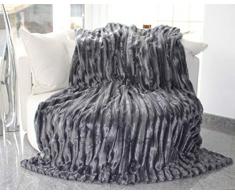 Brandsseller Pelzimitatdecke in Schwerer doppellagiger Qualität, Hochwertige Kuscheldecke, Decke, Wohndecke, Nerzdecke, Plaid, Webpelzdecke, Tagesdecke (Anthrazit)