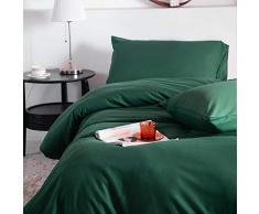 CoutureBridal Bettwäsche 135x200cm 4Teilig Dunkelgrün Grün Uni Bettwäsche Set Einfarbig Gebürstet Microfaser Deckenbezug Bettdeckenbezüge 2 Bettbezug mit Reißverschluss und 2 Kopfkissenbezüge 80x80cm