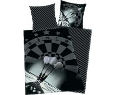 Herding Darts Bettwäsche-Set, Kopfkissenbezug 80 x 80 cm, Bettbezug 135 x 200 cm, Microfaser, Schwarz/ grau