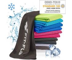 Fit-Flip Kühlendes Handtuch 100x30cm, Mikrofaser Sporthandtuch kühlend, Kühltuch, Cooling Towel, Mikrofaser Handtuch – Farbe: schwarz, Größe: 100x30cm