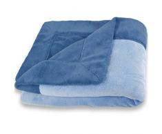 CelinaTex Toronto Kuscheldecke XXL 220 x 240 cm dunkel blau und blau Mikrofaser Wohndecke Fleece Tagesdecke