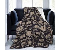 Flanelldecke Black Skull Leichte Plüsch-Mikrofaser-Tagesdecken Micro Fleece Blanket Throw Für Bademantel,Decke Beste Geschenkidee,102X127Cm