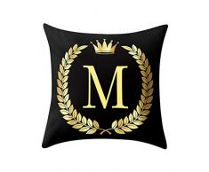Yookstar Kinderzimmer Kissenbezug Buchstaben Muster Gold Blätter Drucken Kopfkissenbezug Wohnkultur Deko Pillowcase Bettwäsche Couch Schlafzimmer Bett Home Leinenoptik Pflegeleicht 45 x 45cm (M)