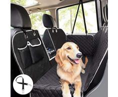 Pecute Hundedecke für Auto Rückbank Kofferraumdecke für Hunde Hand Autoschondecke mit Sicherheitsgurt, Rücksitzbezüge für Hunde mit Sichtfenster Aufbewahrungsbeutel(146x136cm)