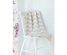 EMI&SAM STRICKDECKE Kuscheldecke Schlaf Schmusedecke Kinder Baby Decke (80x90cm) Motiv (Zig-Zag 9 - Beige/Weiß)