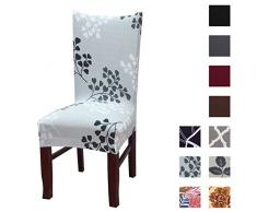 Padgene Universal Stretch Stuhlhussen, Abnehmbare Stuhlbezug Sitz Stuhl Esszimmer überzug Stuhlüberzu Abdeckungen Hussen für Husse Hotel Party Bankett (Graue Blätter, 6)