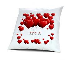 Kopfkissen Lisa, Kissen mit Füllung Herzballons, 40 cm, 100% Baumwolle, Kuschelkissen, Liebeskissen, Namenskissen, Geschenkidee