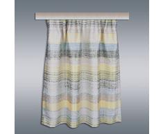 SeGaTeX home fashion Caravan-Gardine Seitenschal „Liam“ fertig gerafft 33 cm breit | Höhe nach Maß | grün-beige-gelb für Caravan Wohnwagen | Übergardine