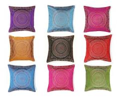 Indian handgefertigt Dekorative Seide Brokat traditionellen Home & Living Room Decor Vintage Kissenbezüge Stickerei Arbeit Seide werfen Kissen Einsatz Mandala Kissenbezug (10 Stück)