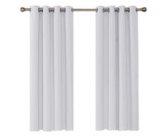 UMI. Essentials 2 Schals Verdunkelungsgardine mit Ösen Gardinen Wohnzimmer 140x175 cm Weiß Grau